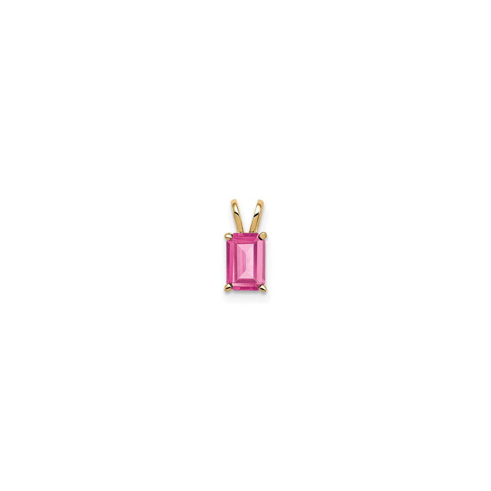 Emerald-Cut Pink Tourmaline Solitaire Pendant (14K)