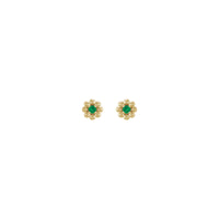 Smaragdové drobné kvetinové náušnice (14K) vpredu - Popular Jewelry - New York