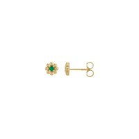 Emerald Petite Flower Stud Auskari (14K) galvenie - Popular Jewelry - Ņujorka