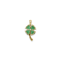 Pendente di trèfogliu di quattru foglie di smeraldi è diamanti (14K) daretu - Popular Jewelry - New York