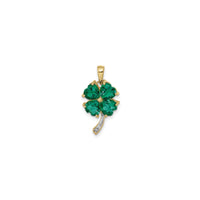 Emerald and Diamond Four Leaf Clover Pendant (14K) front - Popular Jewelry - Efrog Newydd
