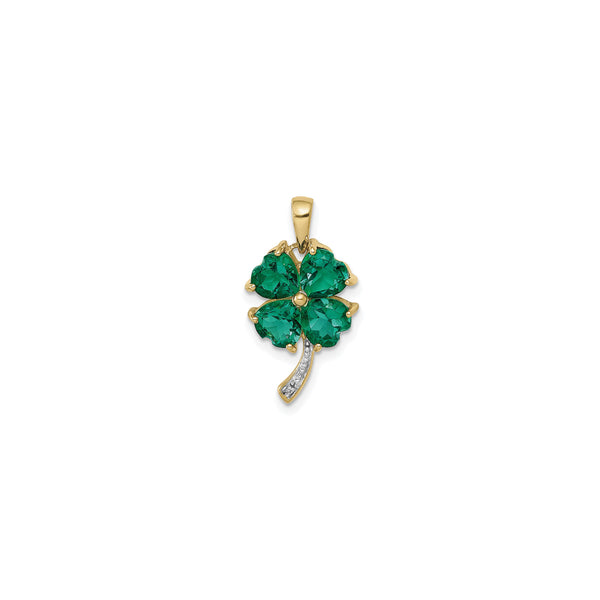 Emerald and Diamond Four Leaf Clover Pendant (14K) front - Popular Jewelry - New York