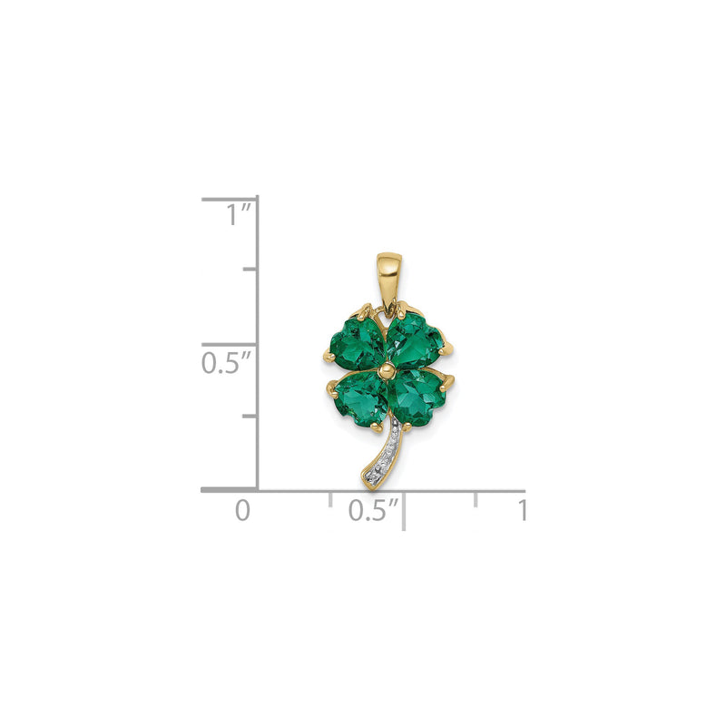 Emerald and Diamond Four Leaf Clover Pendant (14K) scale - Popular Jewelry - New York