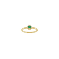 Emerald and Diamond French-Set Halo Ring (14K) front - Popular Jewelry - New York