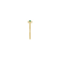 Emerald and Diamond French-Set Halo Ring (14K) side - Popular Jewelry - New York