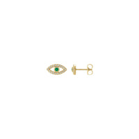 Bông tai hình mắt ác quỷ bằng ngọc lục bảo và trắng sapphire (14K) chính - Popular Jewelry - Newyork