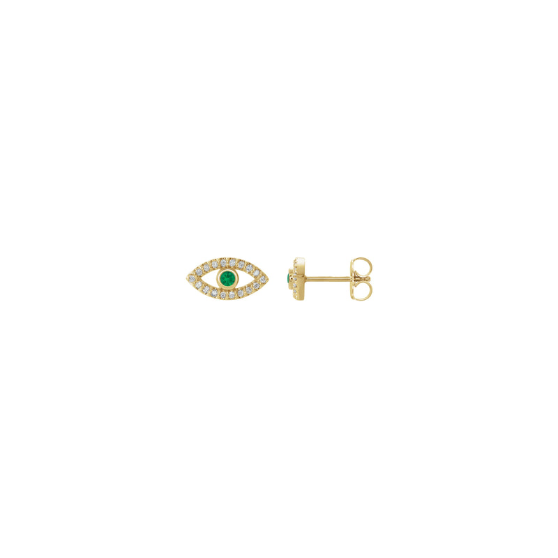 Emerald and White Sapphire Evil Eye Stud Earrings (14K) main - Popular Jewelry - New York