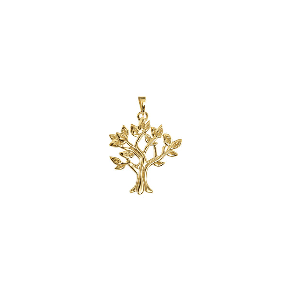 Front view of a 14K yellow gold Family Tree Pendant