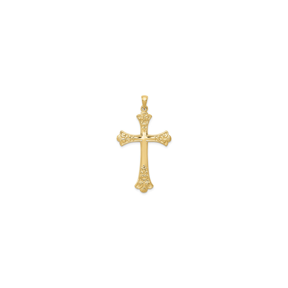Fleur de Lis Cross Pendant (14K)