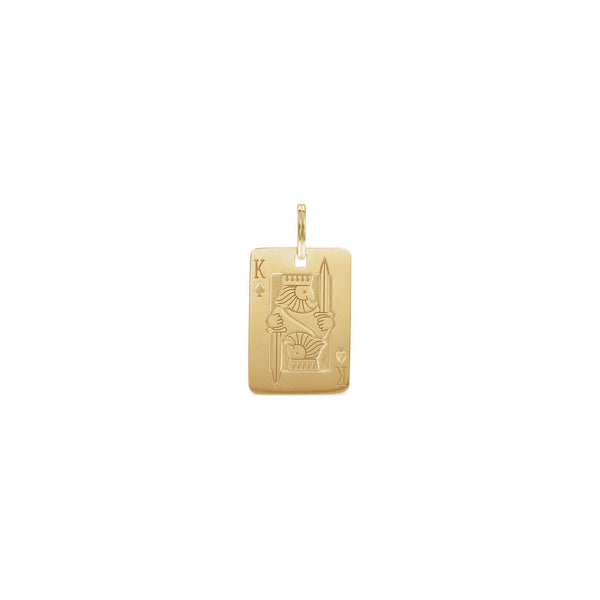 Golden Bead Eyes King of Spades Card Pendant (14K) front - Popular Jewelry - New York