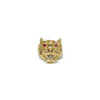 Golden Tiger Head Cubic Zirconia Ring