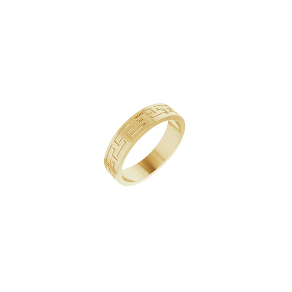 Main view of a Greek Key patterned band made of 14K yellow gold