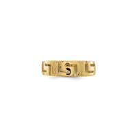 希腊钥匙锥形柄环 (14K) 正面 - Popular Jewelry  - 纽约