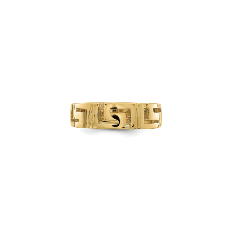 Greek Key Tapered Shank Ring (14K) front - Popular Jewelry - New York