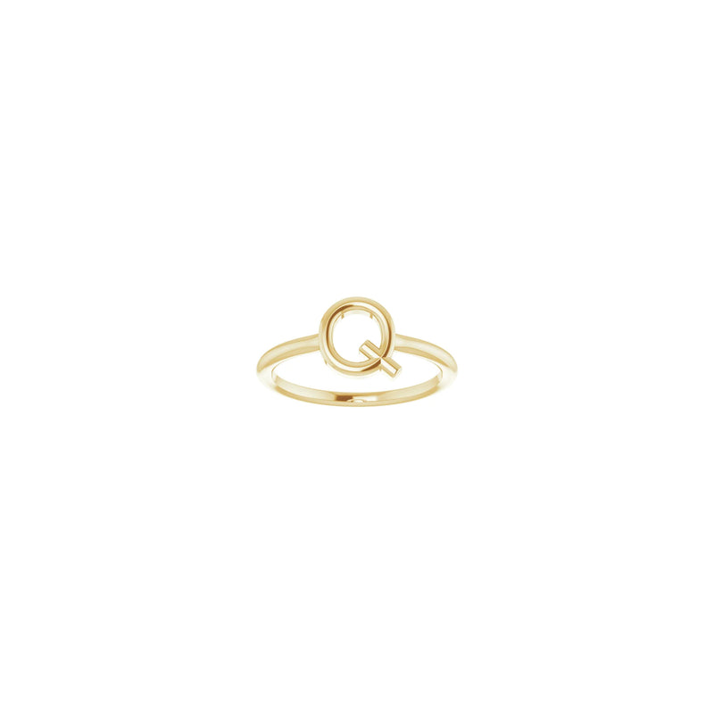 Initial Q Ring (14K) front - Popular Jewelry - New York