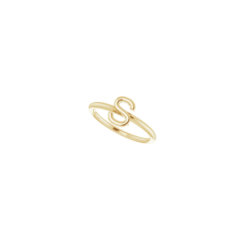 Initial S Ring (14K) diagonal - Popular Jewelry - New York