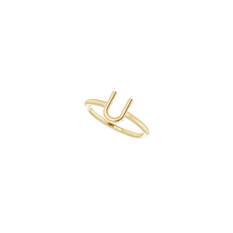 Initial U Ring (14K) diagonal - Popular Jewelry - New York