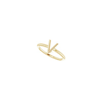 Initial V Ring (14K) diagonal - Popular Jewelry - New York