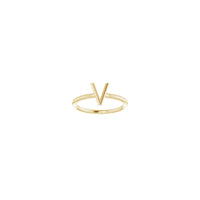 Initial V Ring (14K) front - Popular Jewelry - New York