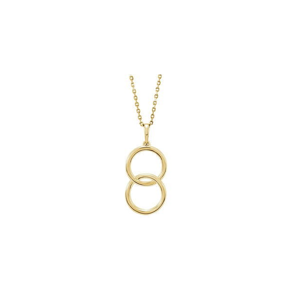 Front view of a 14K yellow gold Interlocking Circle Necklace