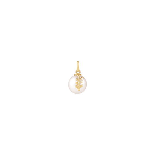 Leafy Pearl Pendant (14K) front - Popular Jewelry - New York