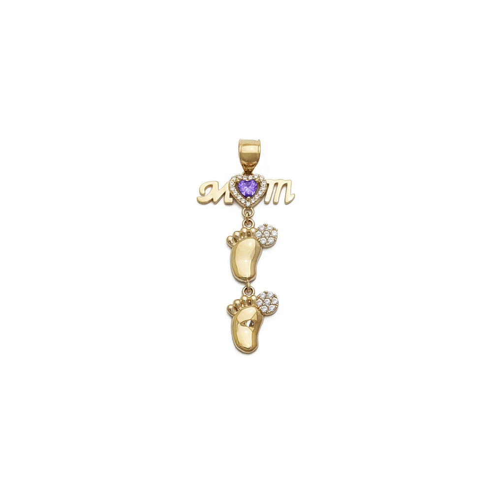 Mom's Babies Steps Purple CZ Pendant (14K)