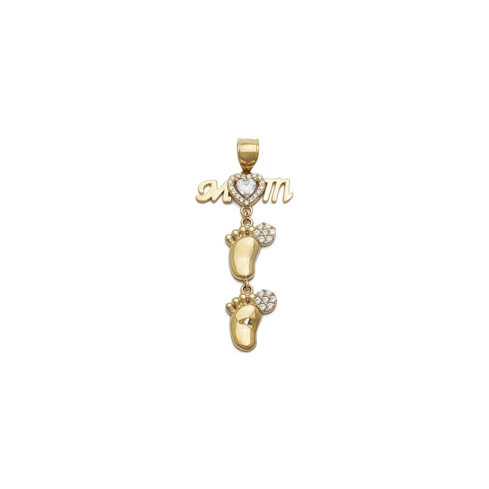 Mom's Babies Steps White CZ Pendant (14K)
