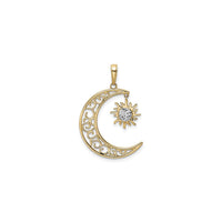 Moon with Dangling Mini Sun Pendant (14K)