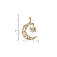 Moon with Dangling Mini Sun Pendant (14K)