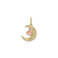 Moon with Dangling Pink Heart Pendant (14K)
