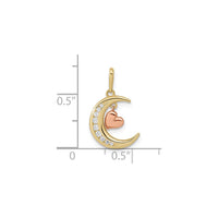 Moon with Dangling Pink Heart Pendant (14K)