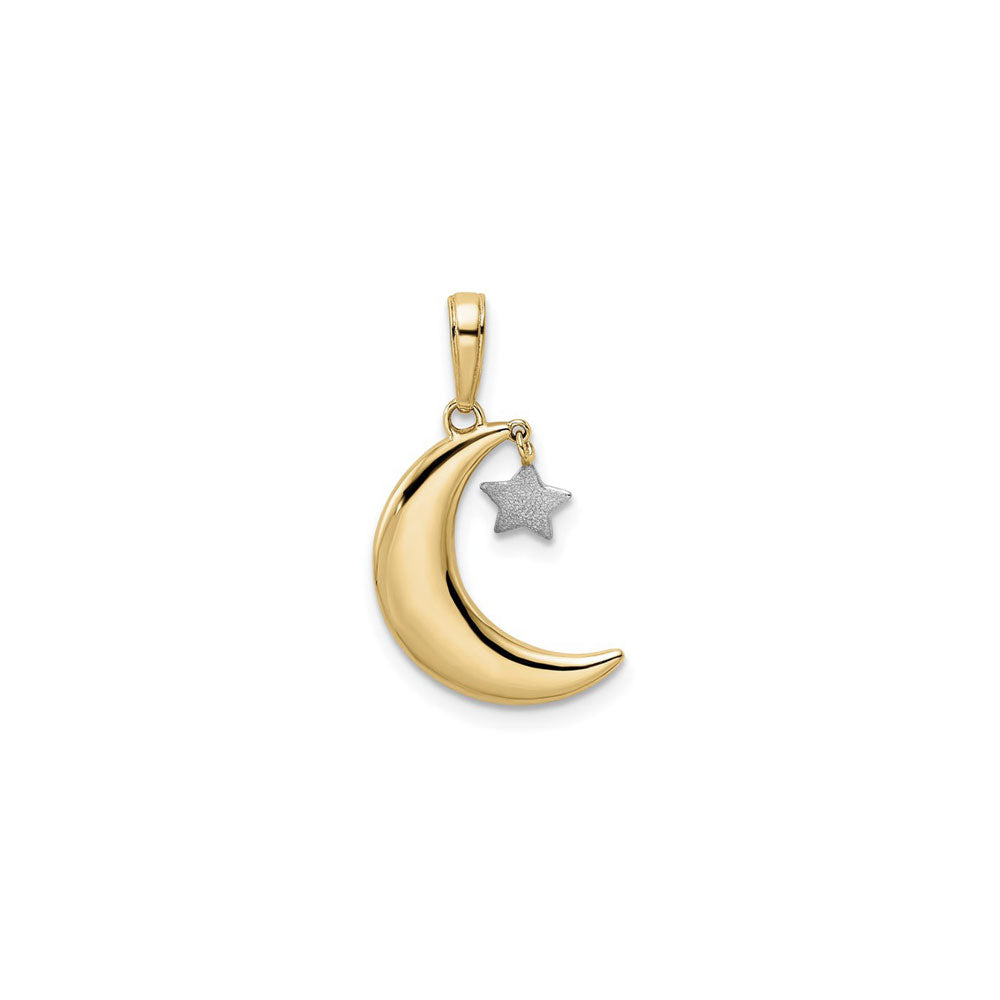 Moon with Dangling Star Pendant (14K)