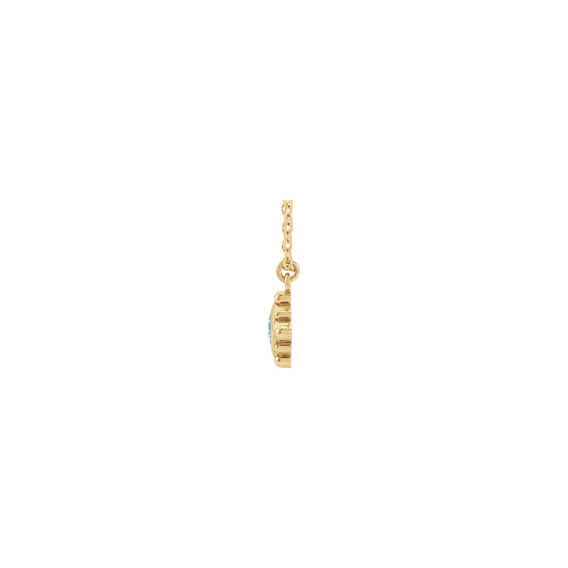 Natural Aquamarine Beaded Bezel Set Necklace (14K) side - Popular Jewelry - New York