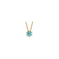 Natūralus akvamarino Solitaire Claw Necklace (14K) priekyje - Popular Jewelry - Niujorkas