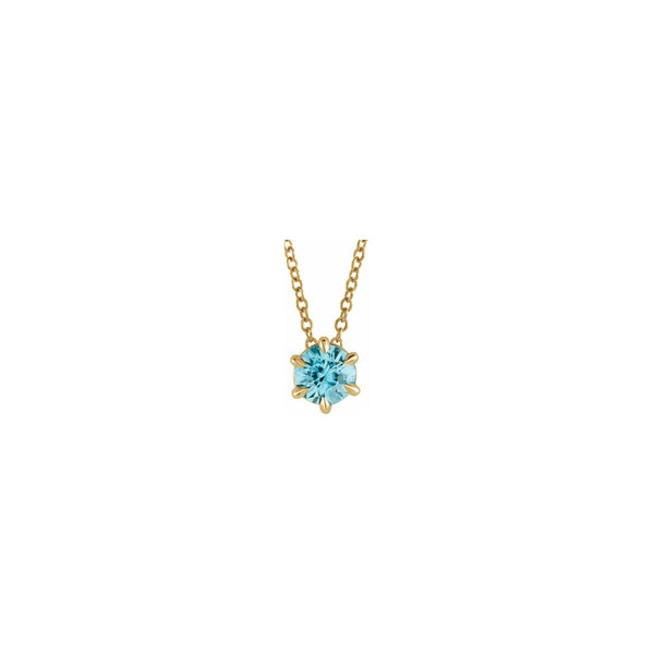 Natural Aquamarine Solitaire Claw Necklace (14K) front - Popular Jewelry - New York