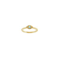 Natural Aquamarine Stackable Evil Eye Ring (14K) atubangan - Popular Jewelry - New York