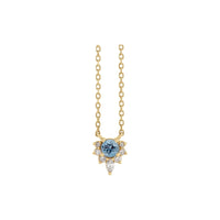 Natural Aquamarine and Diamond Necklace (14K) front - Popular Jewelry - Nuioka