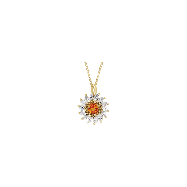 Natural Citrine and Marquise Diamond Halo Necklace