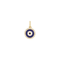 Natuurlijke diamant ingelijst ronde boze oog hanger (14K) voorkant - Popular Jewelry - New York