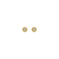 天然ダイヤモンド プチフラワー ビーズ イヤリング (14K) フロント - Popular Jewelry - ニューヨーク