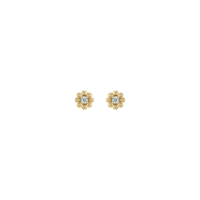 Natural Diamond Petite Flower Beaded Earrings (14K) front - Popular Jewelry - New York