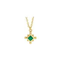 Necklace Set Bezel biż-żibeġ Emerald naturali (14K) quddiem - Popular Jewelry - New York