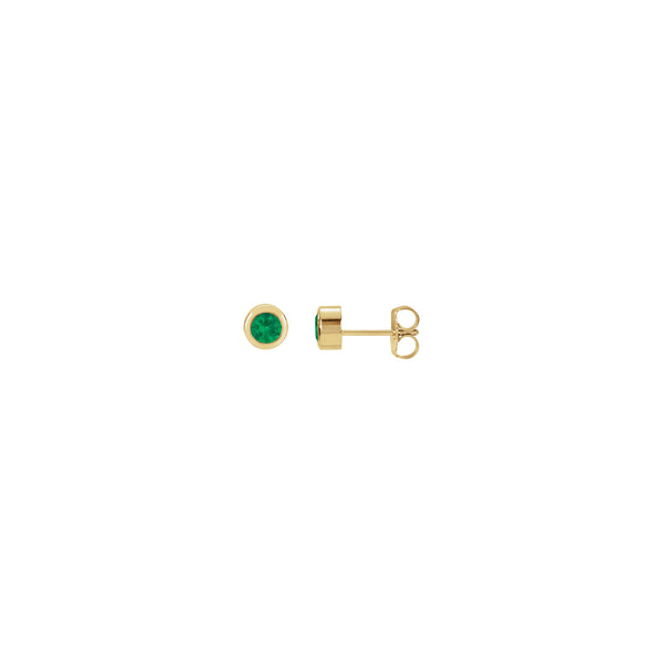 Natural Emerald Bezel Stud Earrings (14K) main - Popular Jewelry - New York