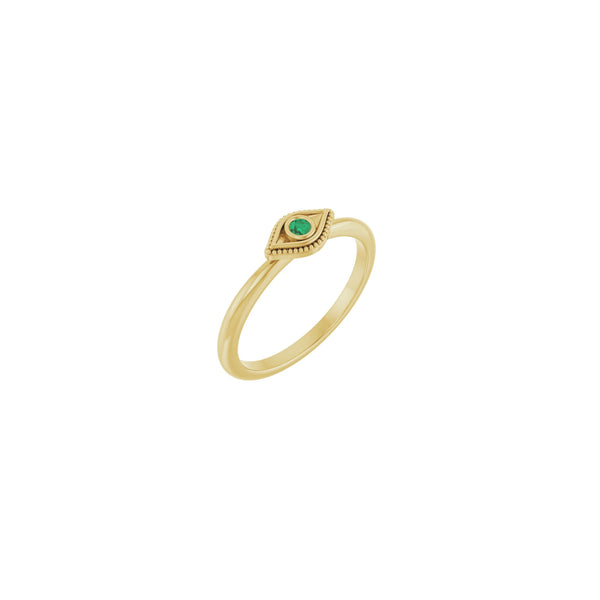 Natural Emerald Stackable Evil Eye Ring (14K) main - Popular Jewelry - New York
