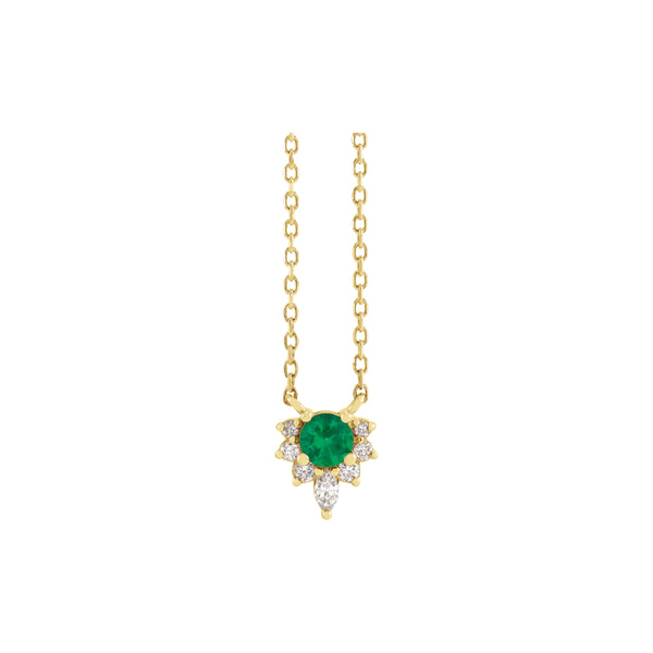 Natural Emerald and Diamond Necklace (14K) front - Popular Jewelry - New York