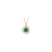 Natural Emerald and Marquise Diamond Halo Necklace (14K) front - Popular Jewelry - New York