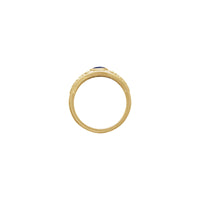 Oval Lapis Flower Accented Ring (14K) stilling - Popular Jewelry - Nýja Jórvík