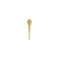 Oval Lapis Flower Accented Ring (14K) latus - Popular Jewelry - Eboracum Novum