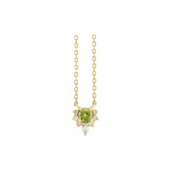 Natural Peridot and Diamond Necklace