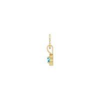 Natural Round Aquamarine and Diamond Halo Necklace (14K) side - Popular Jewelry - Nuioka